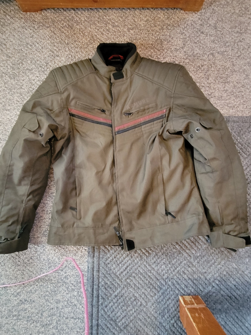 Olive Green Women's Vintage Style Motorcycle Armored Jacket With Zip Pockets
